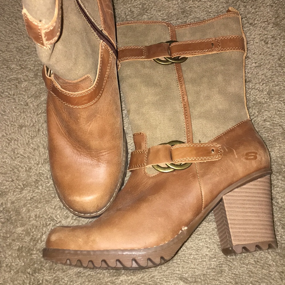 BRAND NEW WOMANS SKECHERS HIGH HEEL BOOTS 9.5